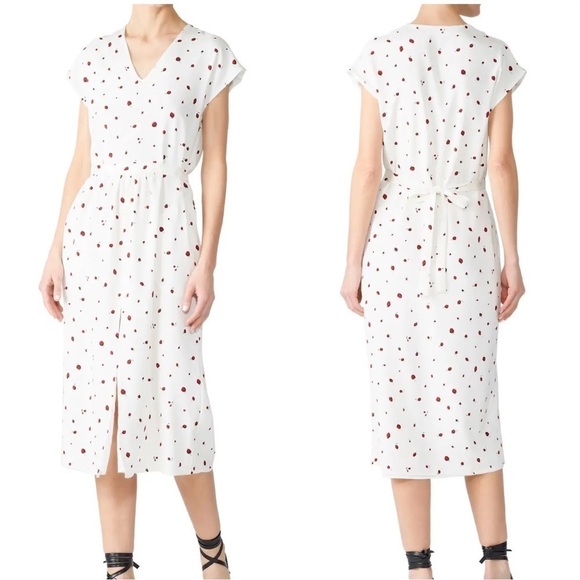Chinti & Parker Field Ana White Strawberry Silk Midi Dress Size 2 - Picture 1 of 10